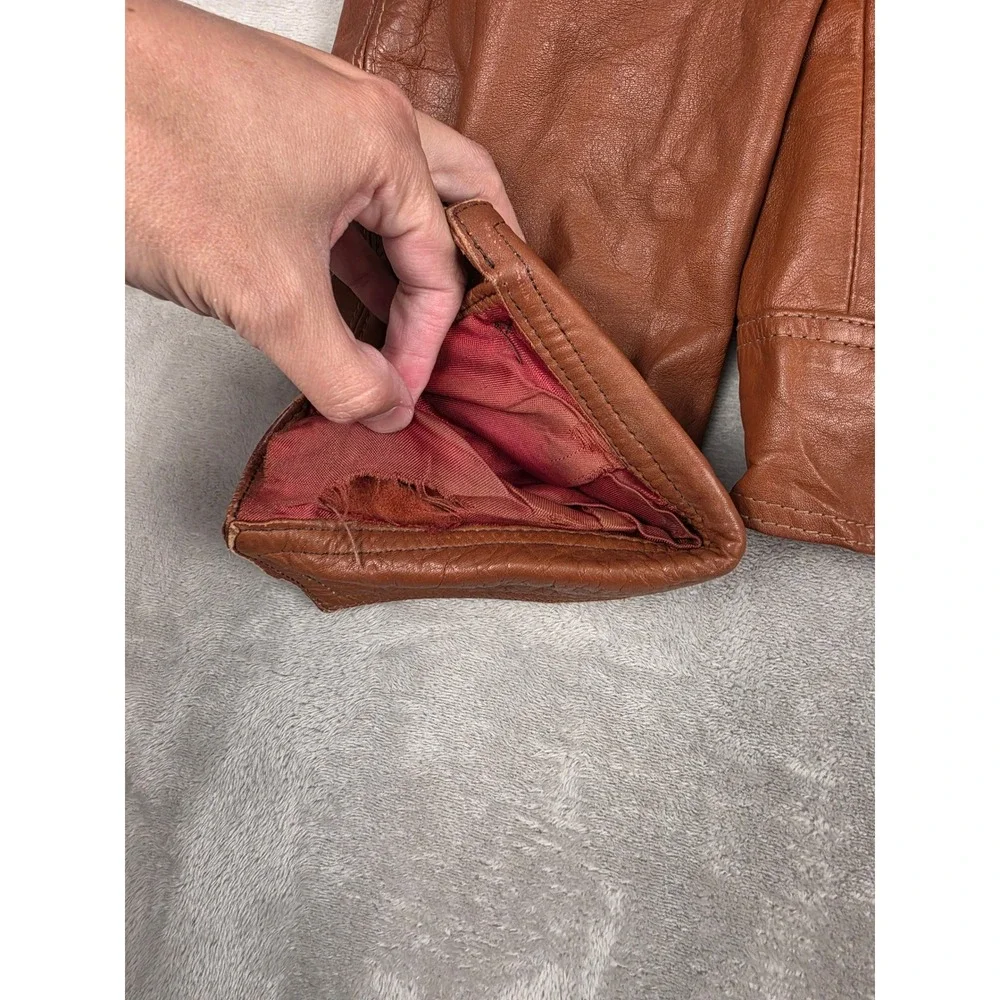 Vintage McGregor Leather Jacket Mens 40 Brown Talon Zip Bomber Fits Very Short